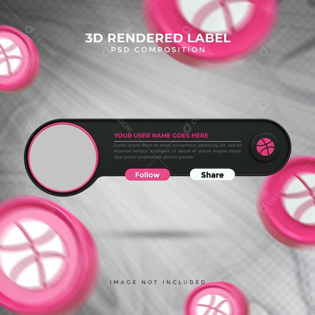 Placa De Perfil Segue E Compartilha Dribbble Elemento 3D PSD