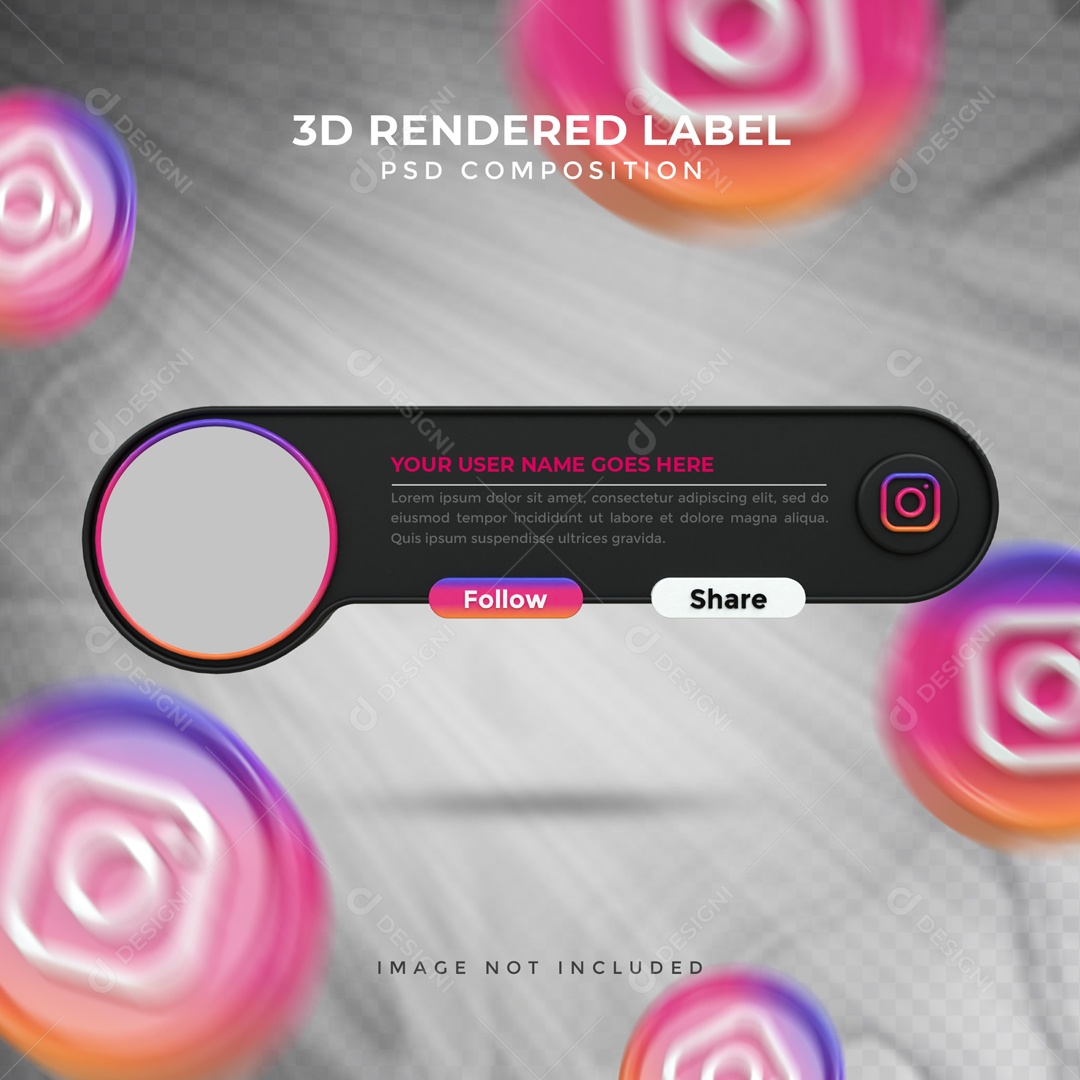 Placa De Perfil Segue E Compartilha Instagram Elemento 3D PSD