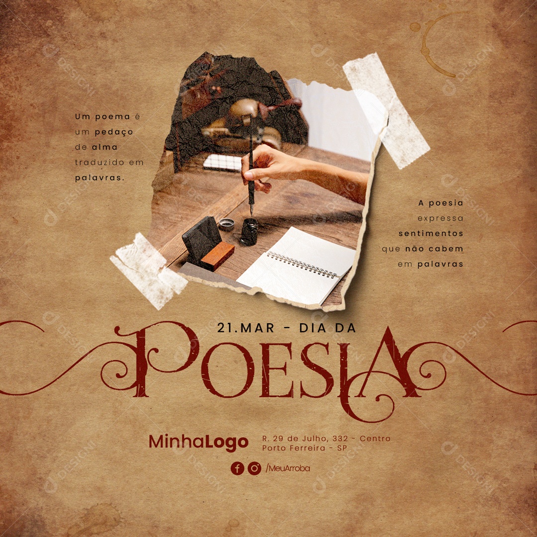 Um Poema é Um Pedaço De Alma Traduzido Em Palavras Dia Da Poesia Social Media PSD Editável