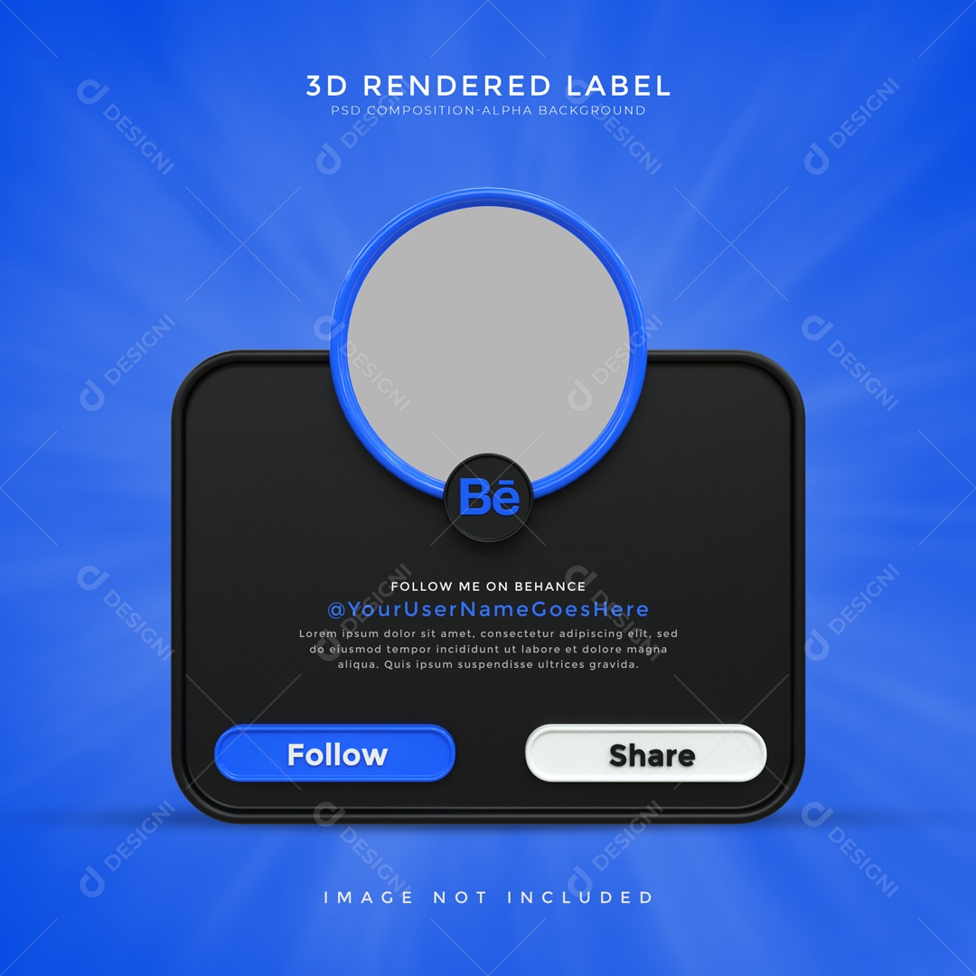 Moldura De Perfil De Behance Quadrado Seguir E Compartilhar Elemento 3D PSD