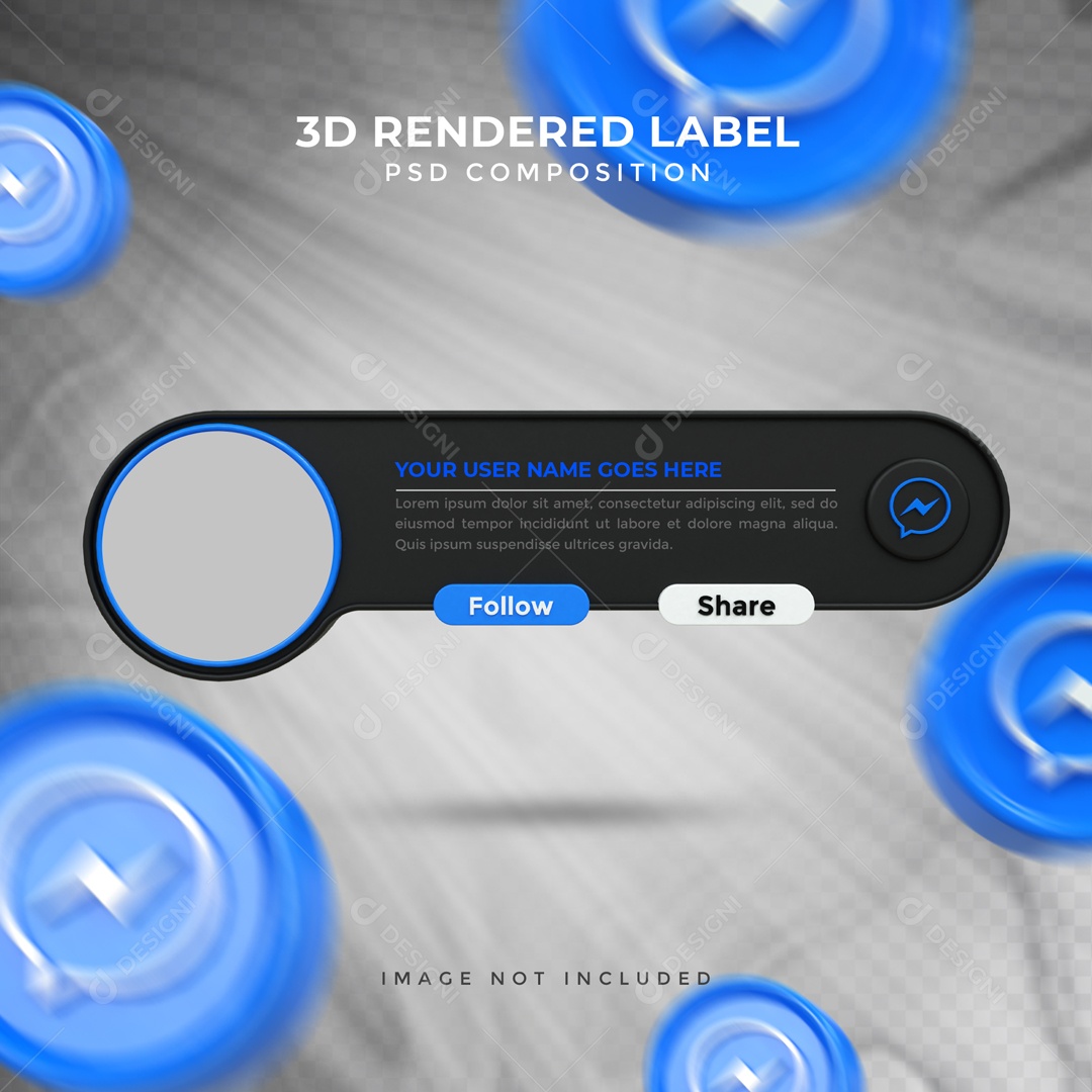 Placa De Perfil Segue E Compartilha Messenger Elemento 3D PSD