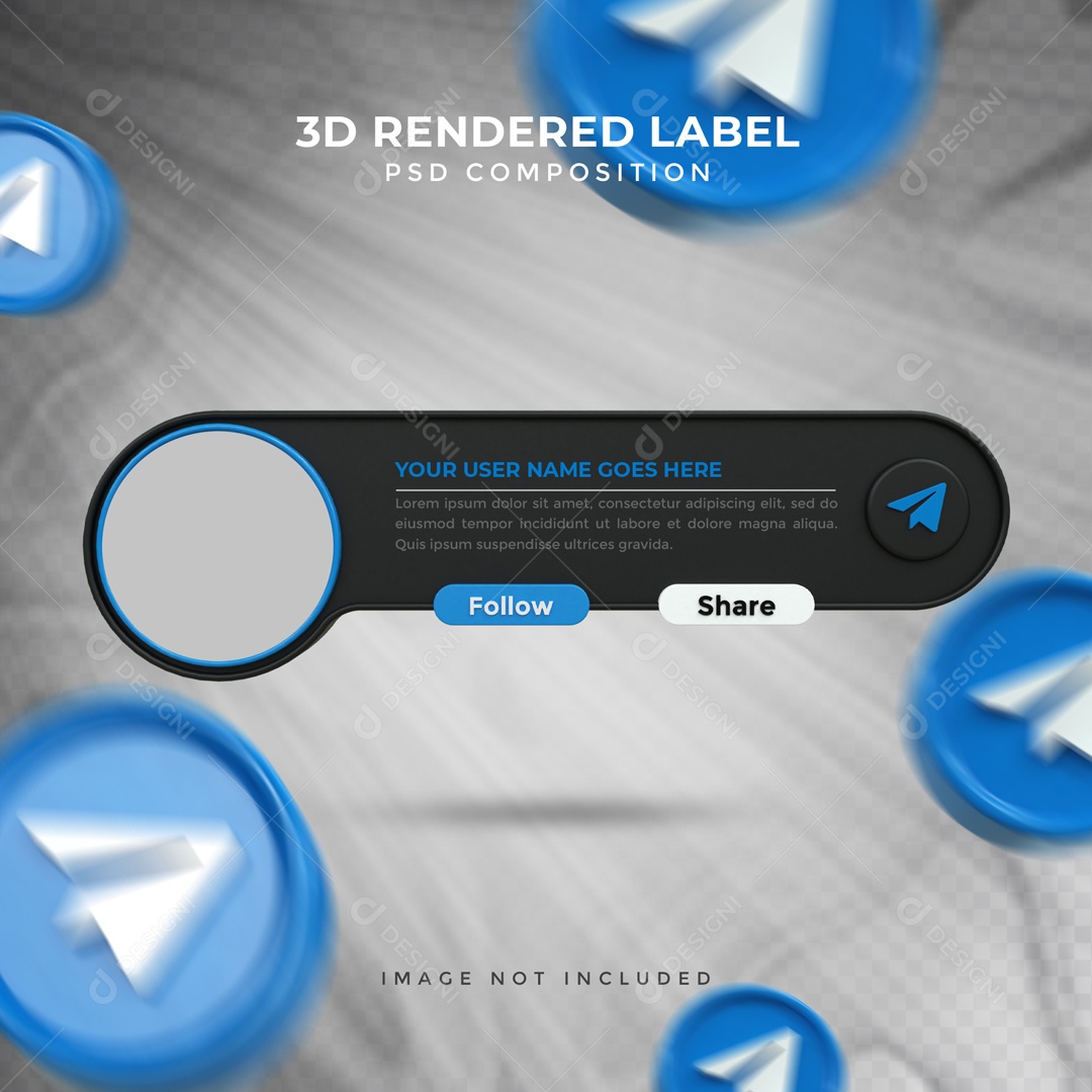 Placa De Perfil Segue E Compartilha Telegram Elemento 3D PSD