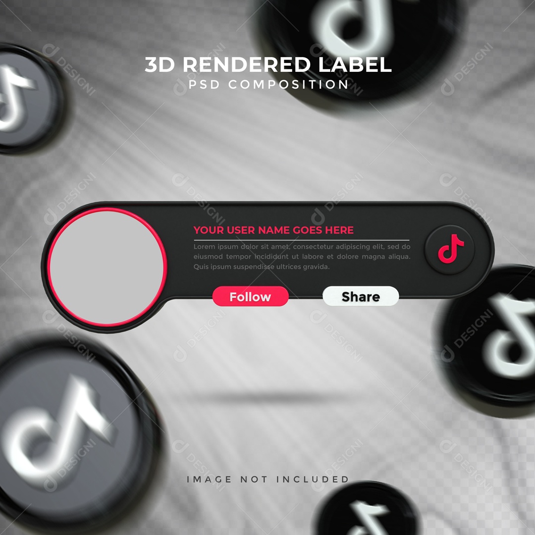 Placa De Perfil Segue E Compartilha TikTok Elemento 3D PSD