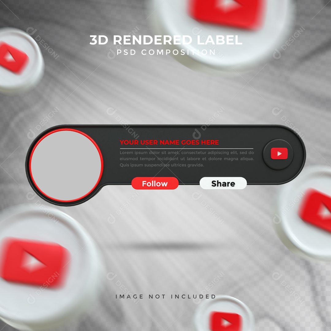 Placa De Perfil Segue E Compartilha YouTube Elemento 3D PSD
