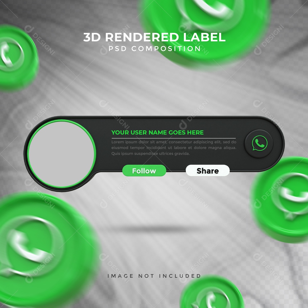 Placa De Perfil Segue E Compartilha WhatsApp Elemento 3D PSD