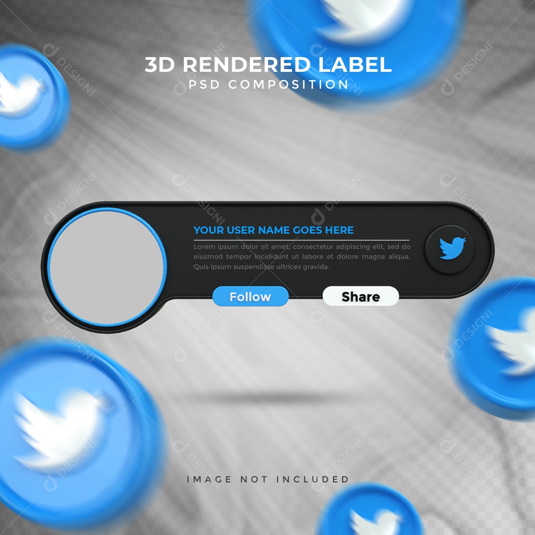 Placa De Perfil Segue E Compartilha Twitter Elemento 3D PSD