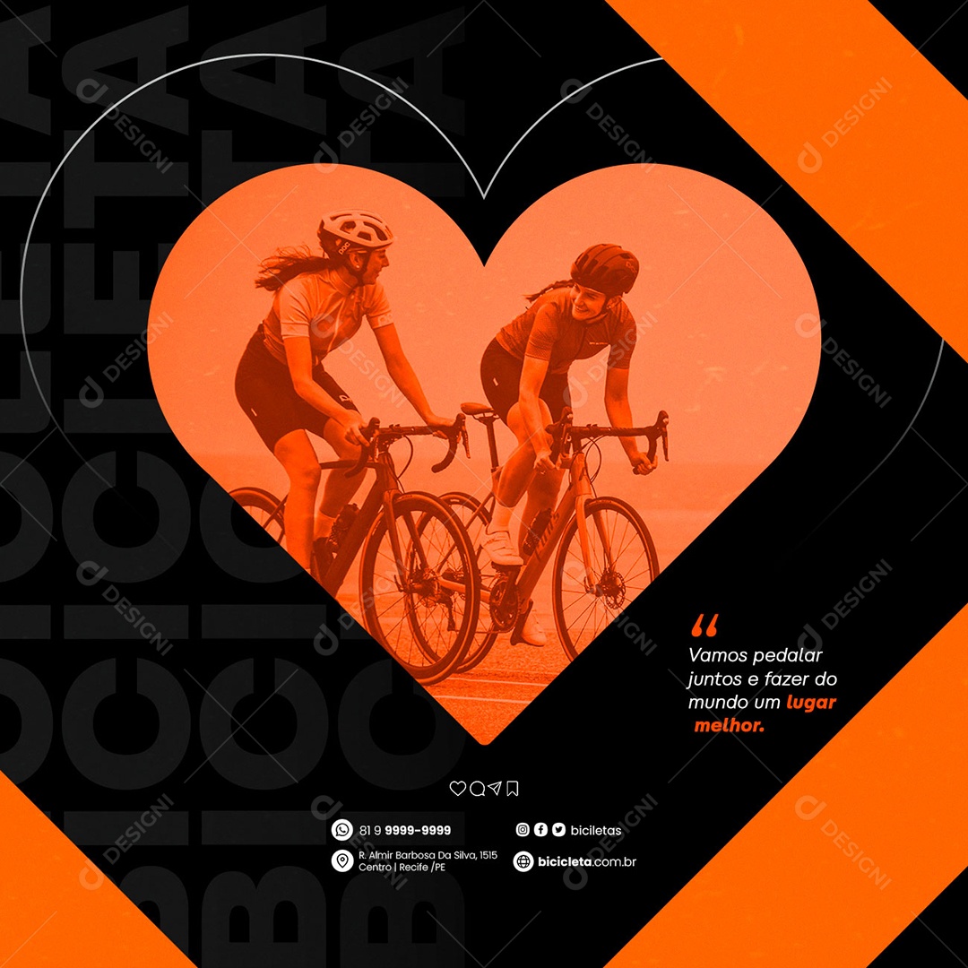 Vamos Pedalar Juntos E Fazer Do Mundo Um Lugar Melhor Bicicletaria Social Media PSD Editável