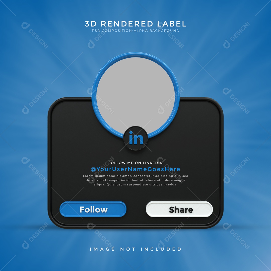 Moldura De Perfil De LinkedIn Seguir E Compartilhar Elemento 3D PSD