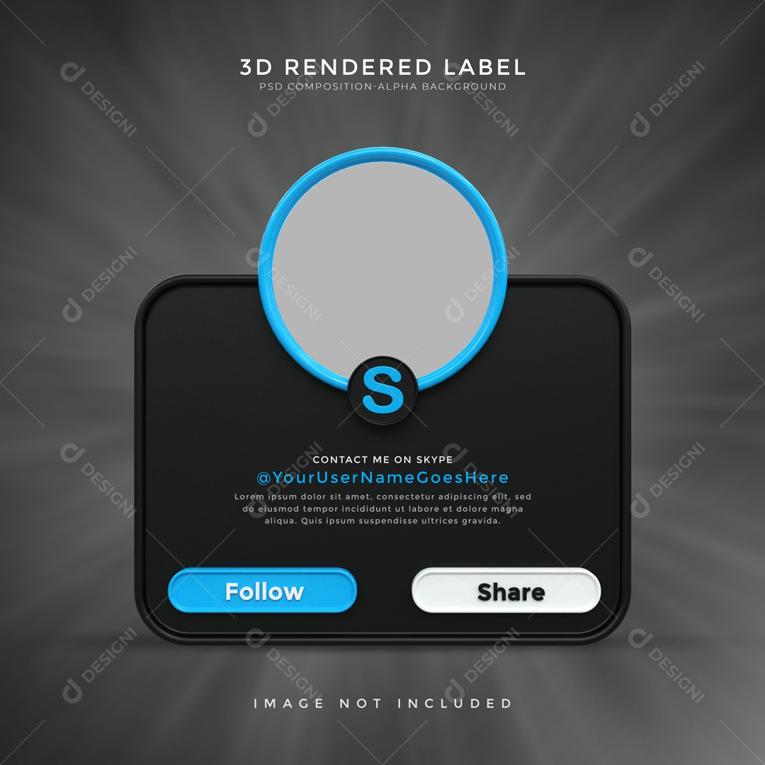 Moldura De Perfil De Skype Seguir E Compartilhar Elemento 3D PSD