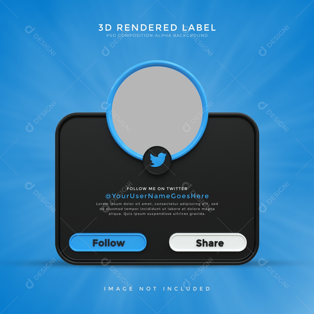 Moldura De Perfil De Twitter Seguir E Compartilhar Elemento 3D PSD