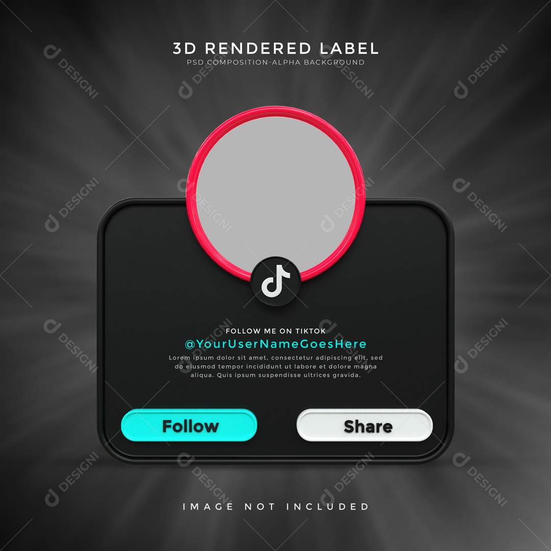 Moldura De Perfil De TikTok Seguir E Compartilhar Elemento 3D PSD