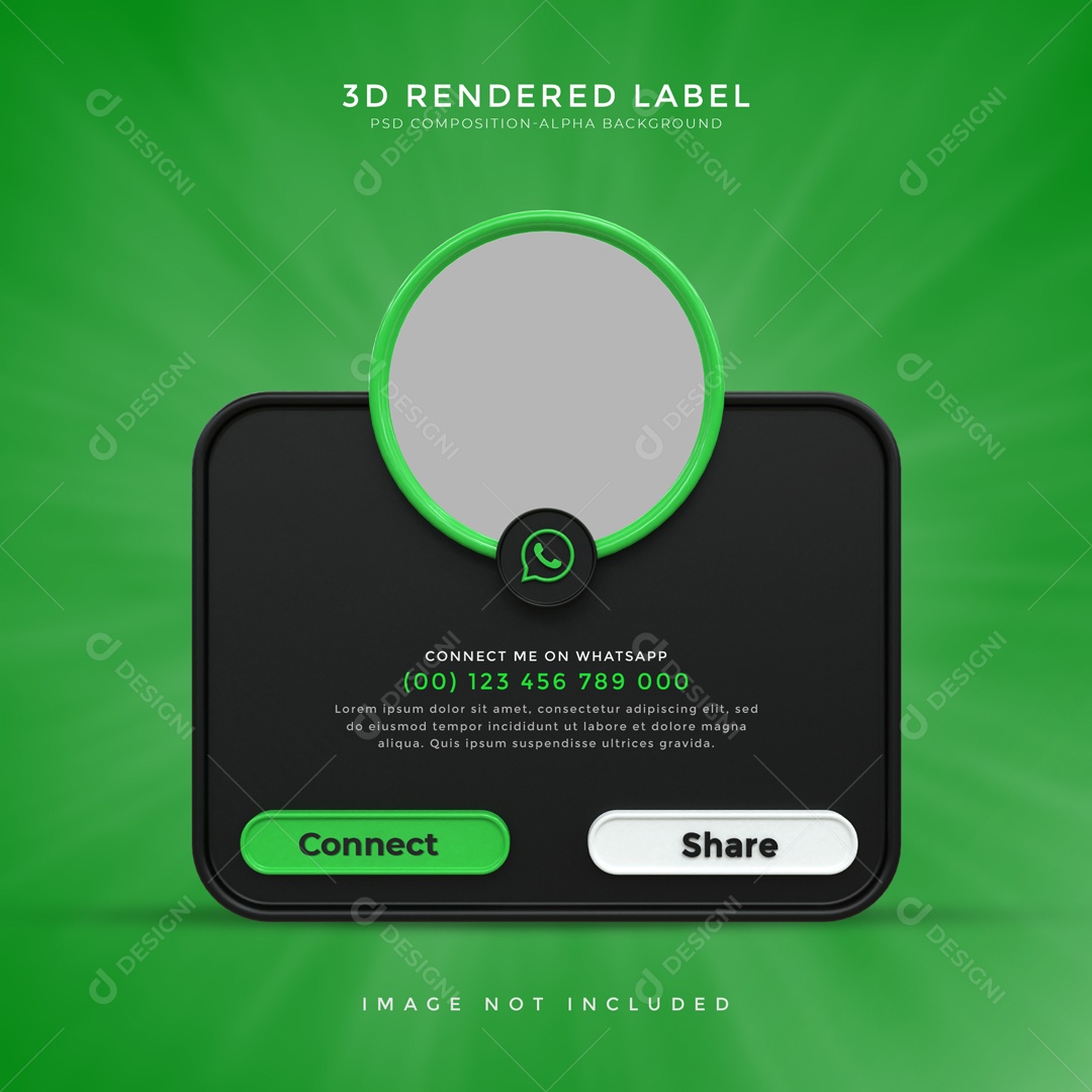 Moldura De Perfil De WhatsApp Quadrado Seguir E Compartilhar Elemento 3D PSD