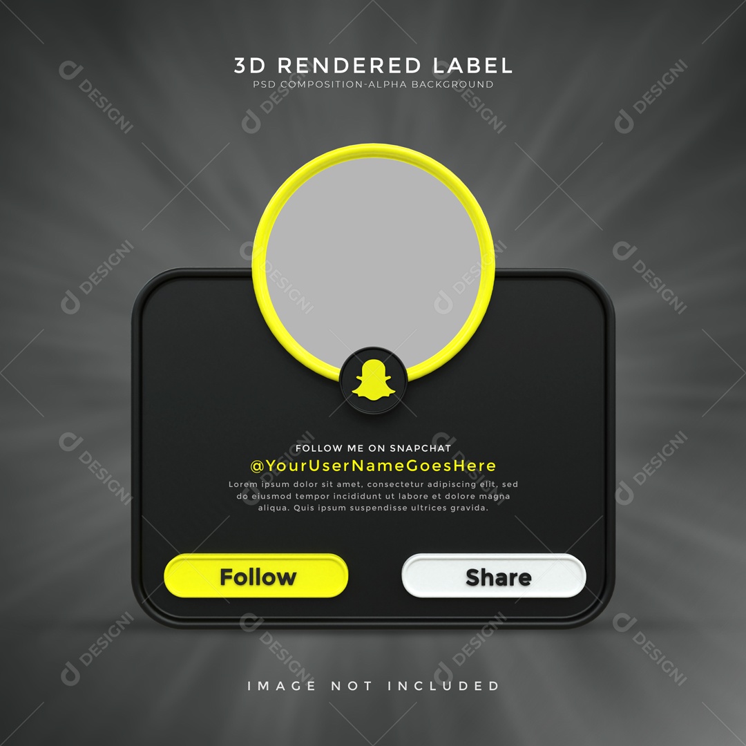 Moldura De Perfil De Snapchat Quadrado Seguir E Compartilhar Elemento 3D PSD