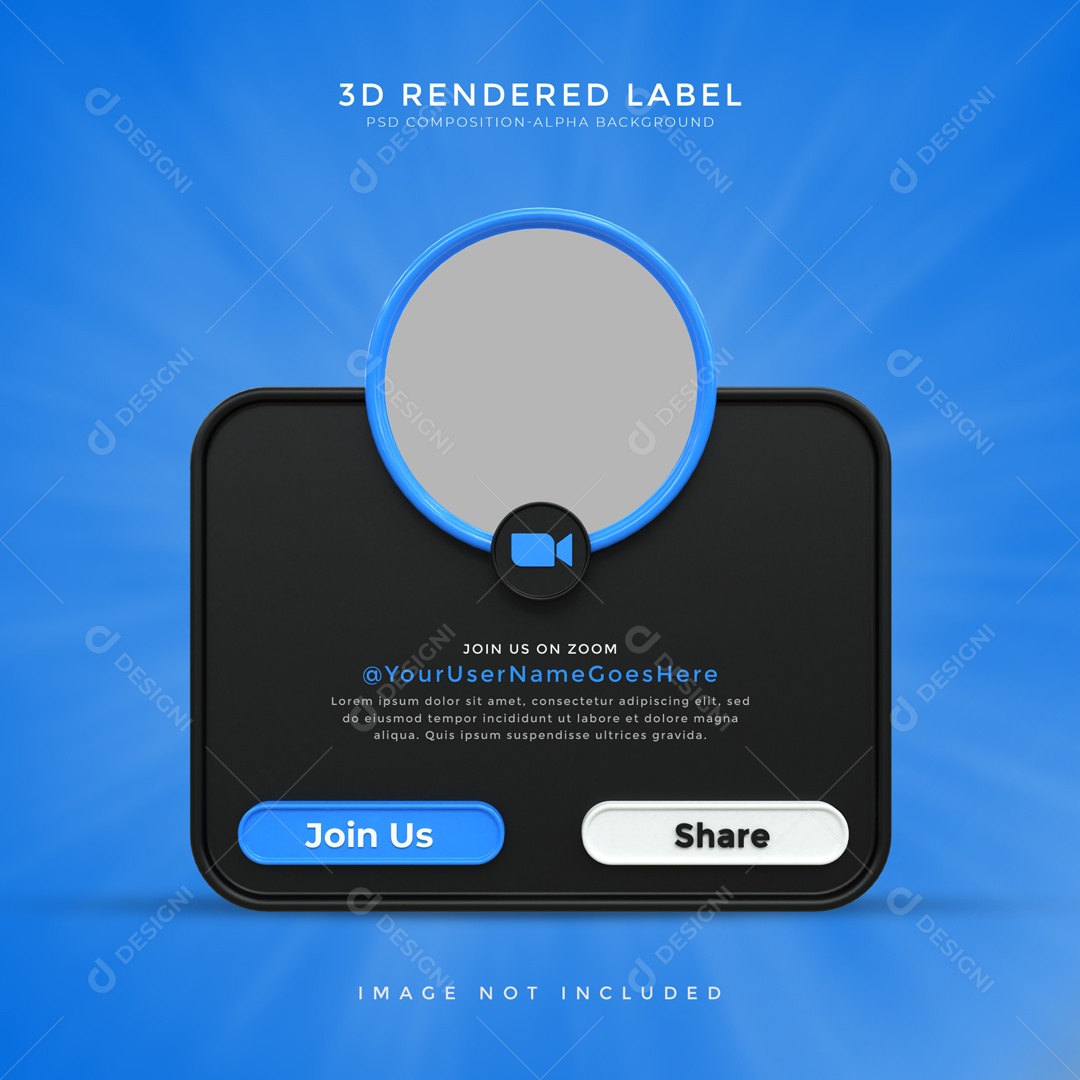 Moldura De Perfil De Zoom Quadrado Junte-se A Nos E Compartilhar Elemento 3D PSD