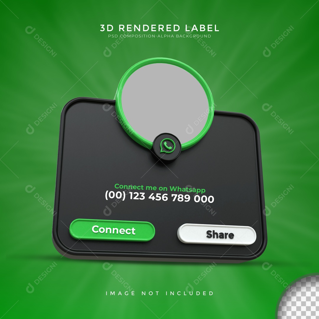 Moldura De Perfil De WhatsApp Quadrado Conectar E Compartilhar Elemento 3D PSD