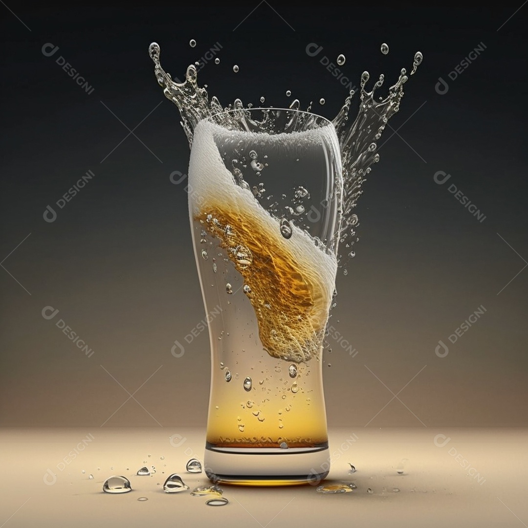 Copo de Chopp Efeito Realista