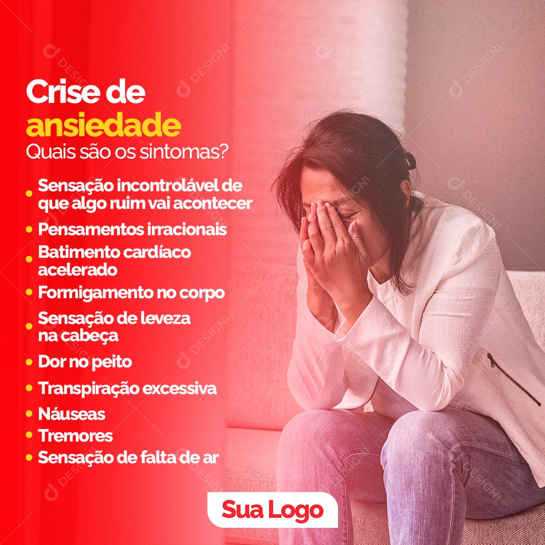 Crise de Ansiedade Quais São os Sintomas Social Media PSD Editável