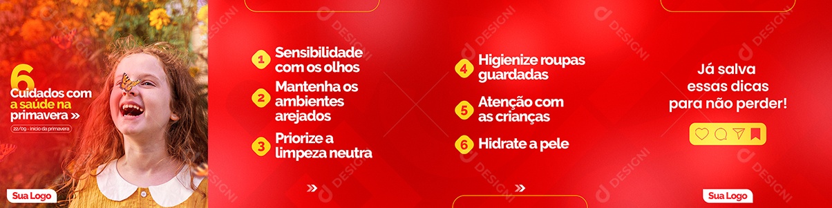 Carrossel Cuidados Com a Pele na Primavera Social Media PSD Editável