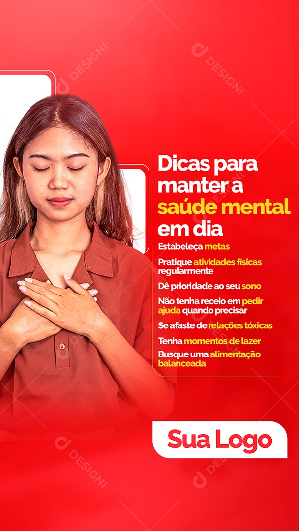 Story Dicas Para Manter a Saúde Mental em Dias Social Media PSD Editável