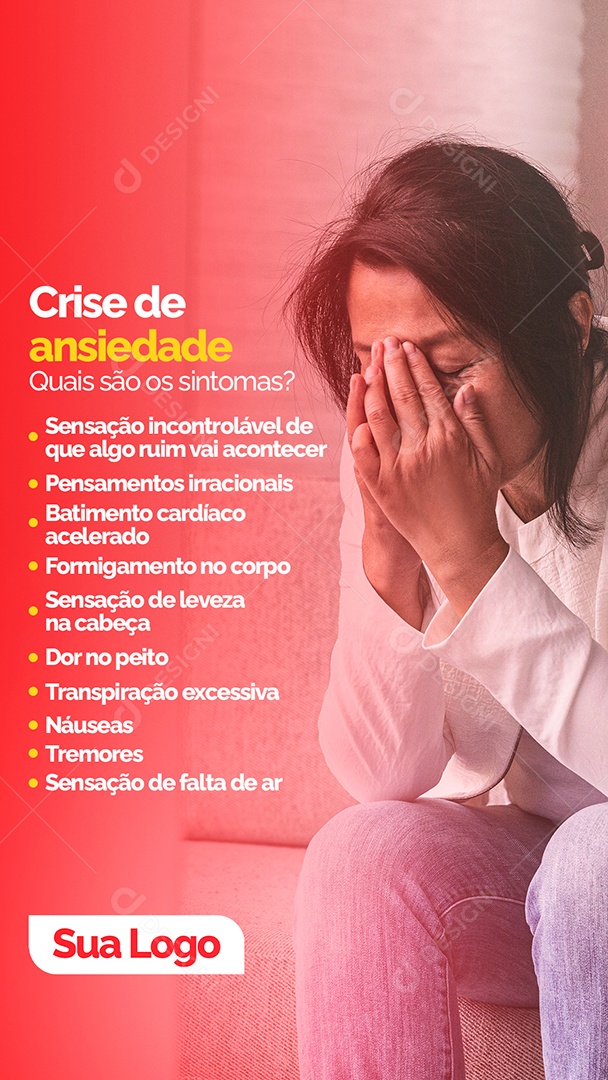 Story Crise de Ansiedade Quais São os Sintomas Social Media PSD Editável
