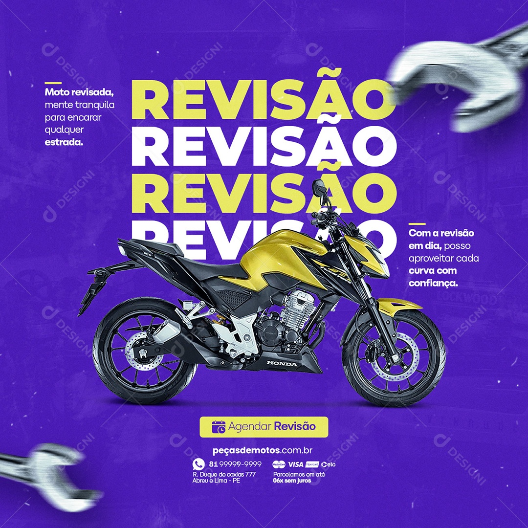 Moto Revisada Mente Tranquila Revisão Oficina De Moto Social Media PSD Editável