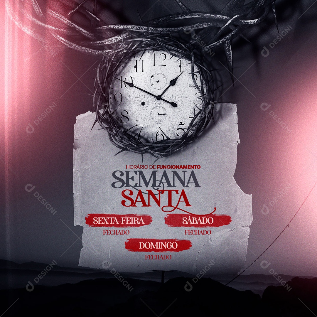 Horário De Funcionamento Semana Santa Social Media PSD Editável