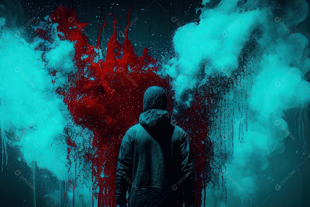 Mulher jovem garota ao lado de esboço de tinta.