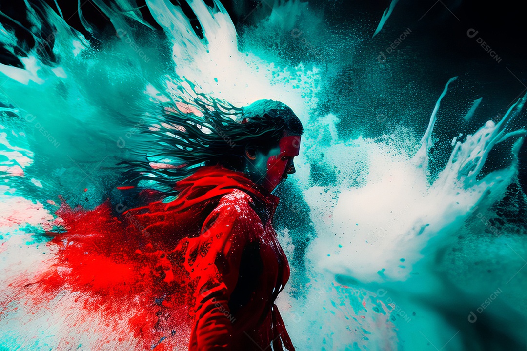 Mulher jovem garota ao lado de esboço de tinta.