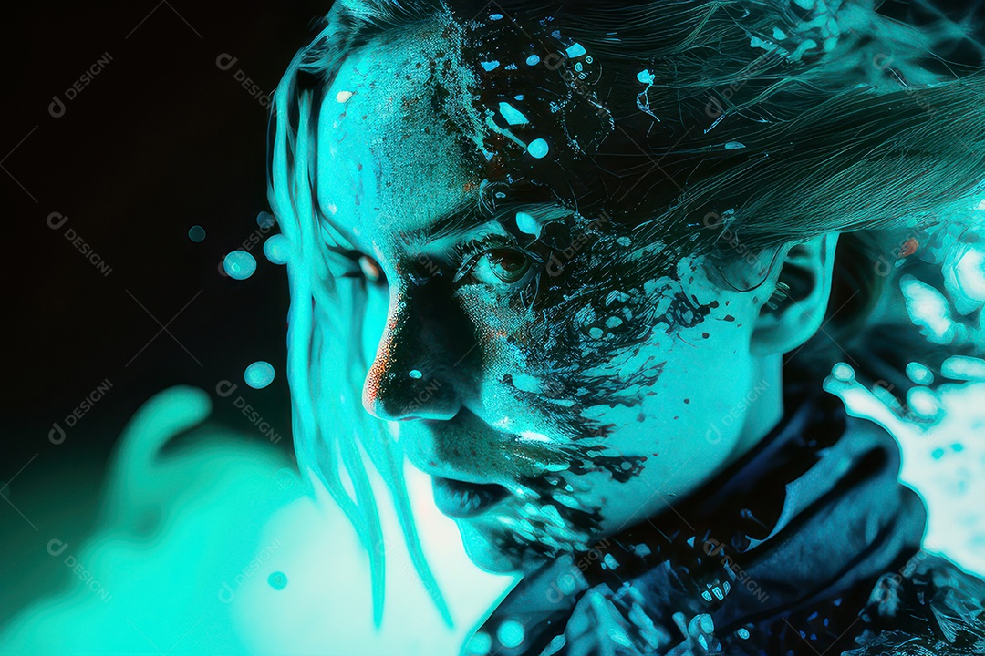 Pessoa jovem sobre fundo do mar.