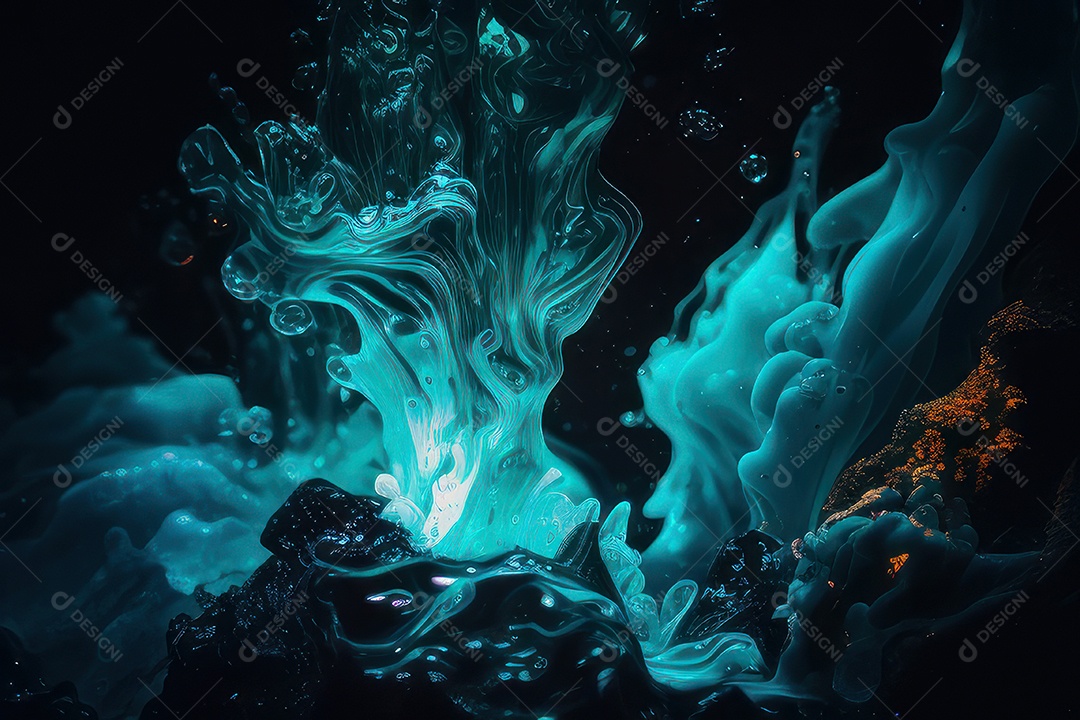 Objeto caindo sobre mar.