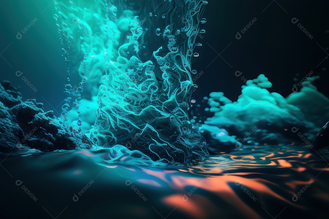 Objeto caindo sobre mar.