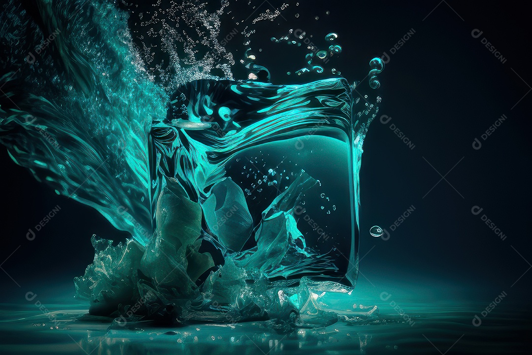 Objeto caindo sobre mar.