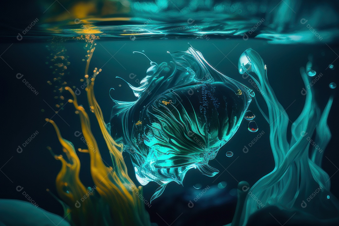 Objeto caindo sobre mar.