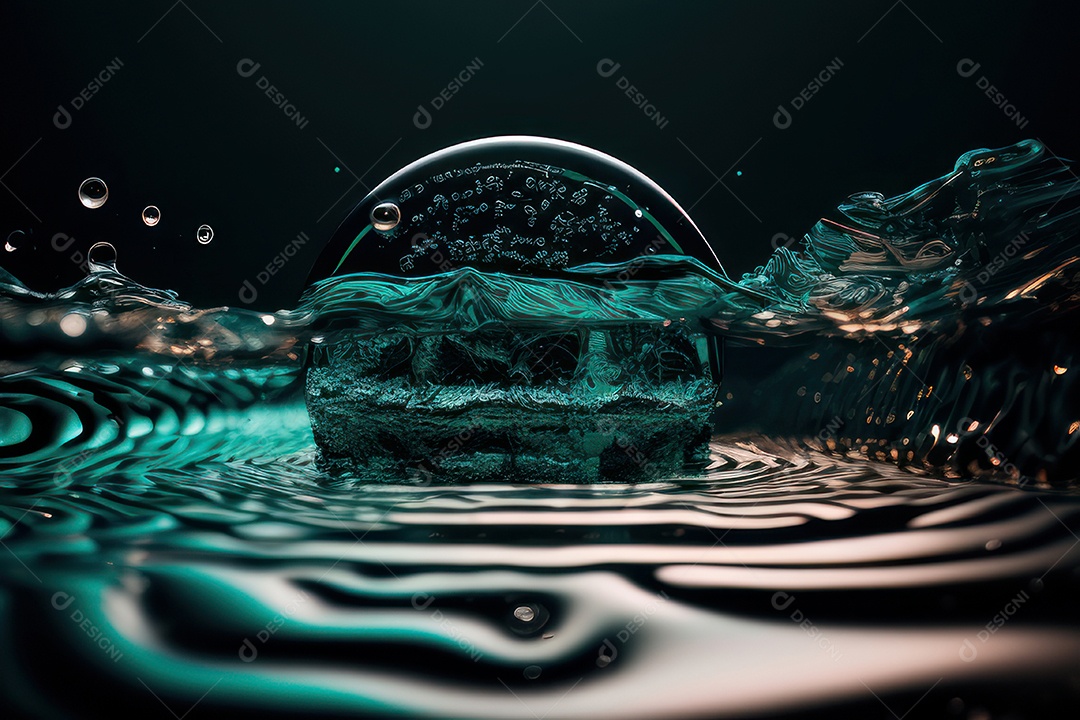 Objeto caindo sobre mar.