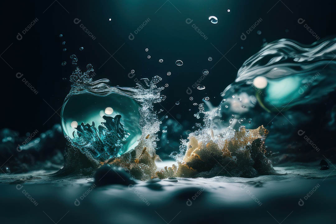 Objeto caindo sobre mar.