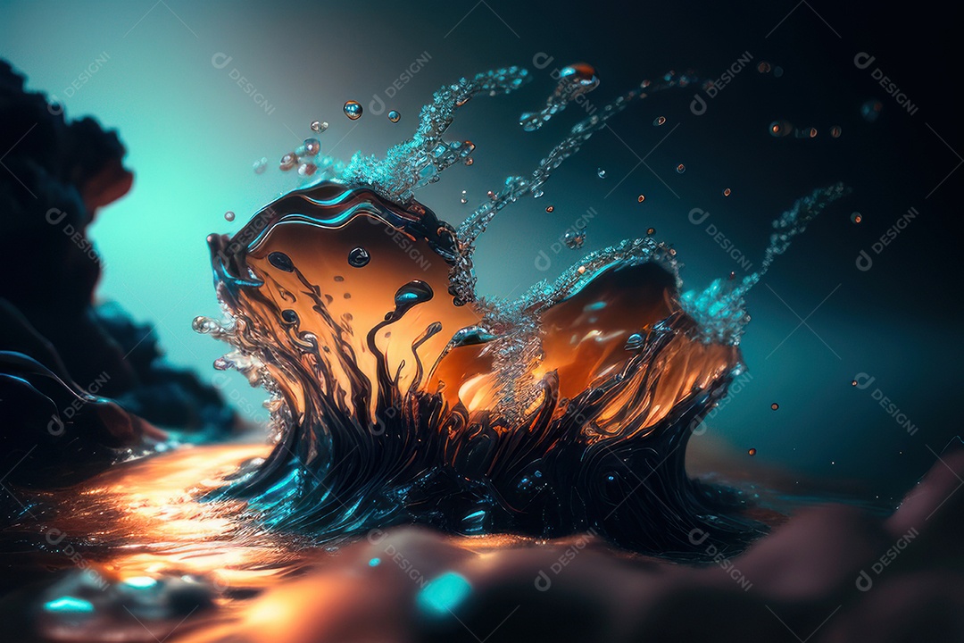 Objeto caindo sobre mar.