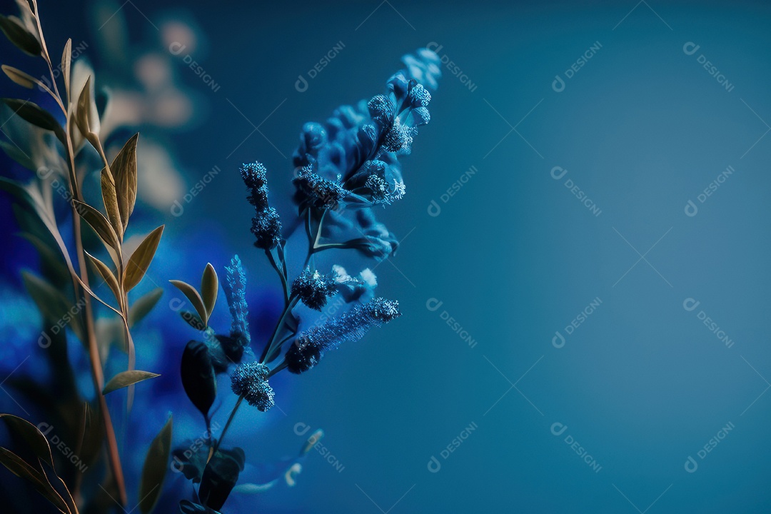 Folhas sobre floresta fundo desfocado.