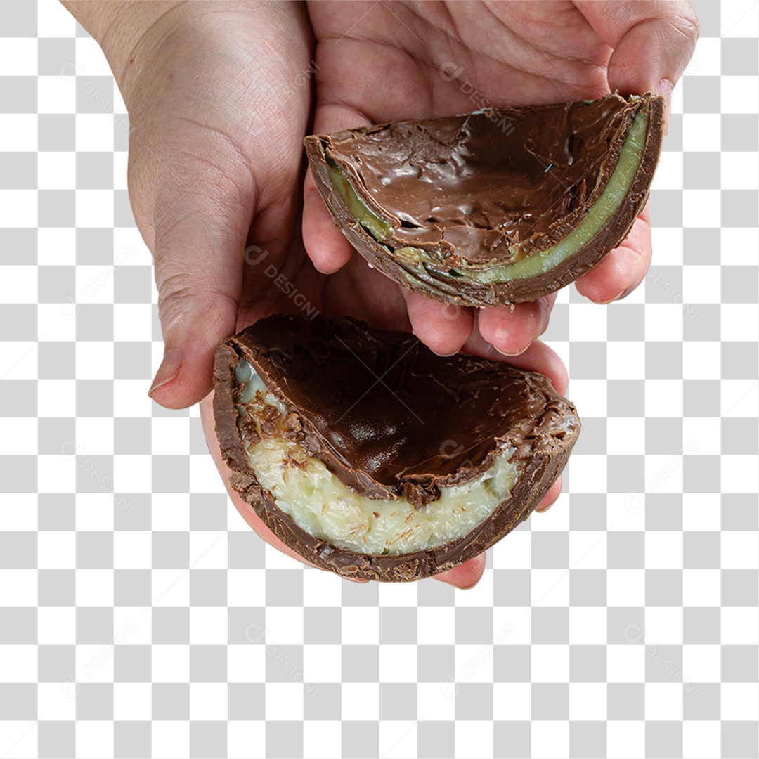 Mão com Ovo de Chocolate Para a Páscoa PNG Transparente