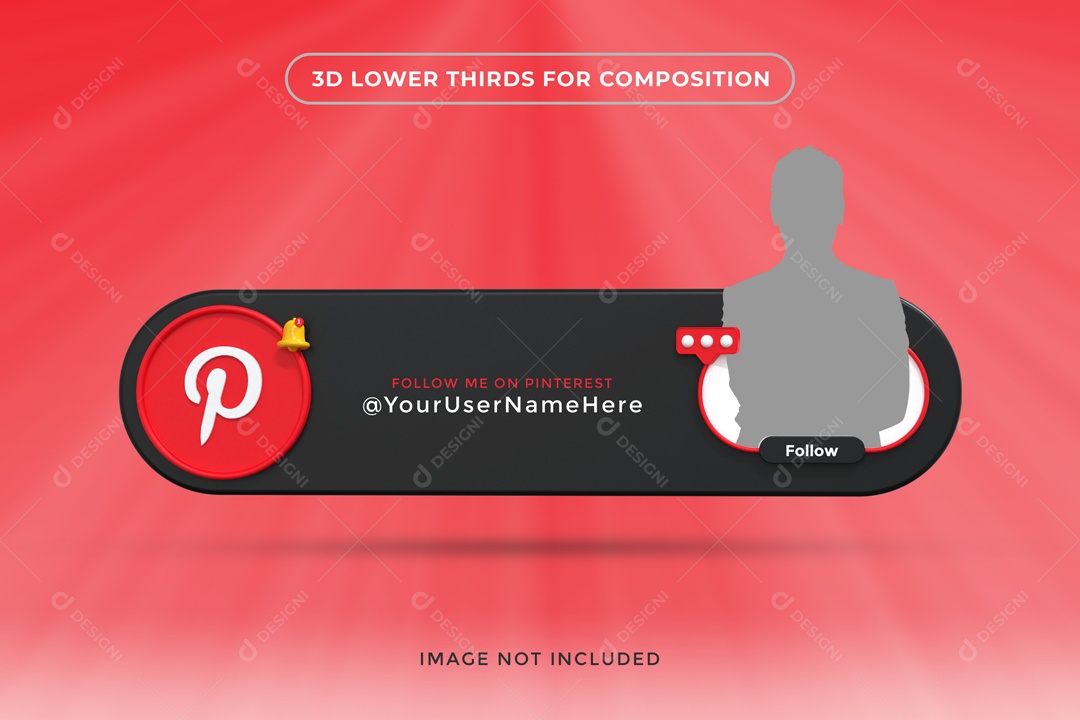 Placa De Perfil Segue Com Foto Pinterest Elemento 3D PSD