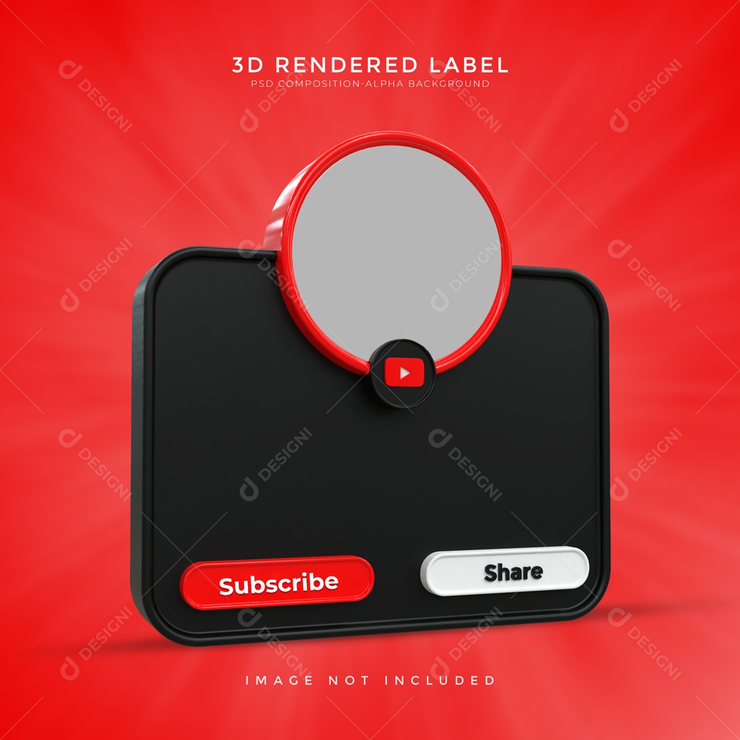 Moldura De Perfil YouTube Escreva-se E Compartilhar Elemento 3D PSD