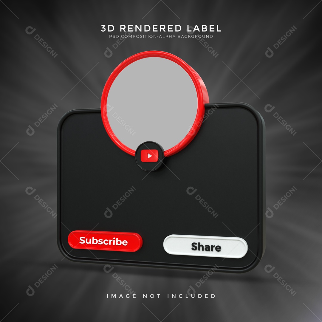 Moldura De Perfil De YouTube Escreva-se E Compartilhar Elemento 3D PSD