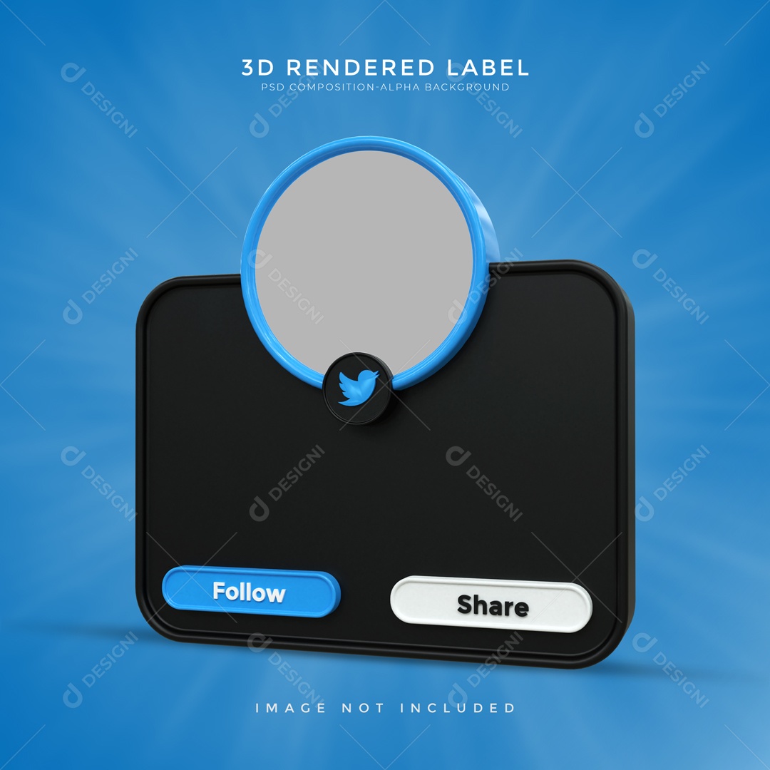 Moldura De Perfil De Twitter Seguir E Compartilhar Elemento 3D PSD