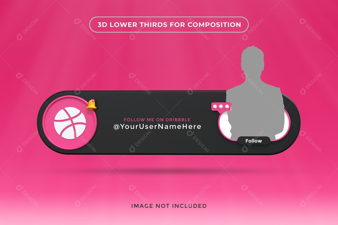 Placa De Perfil Segue Com Foto Dribbble Elemento 3D PSD
