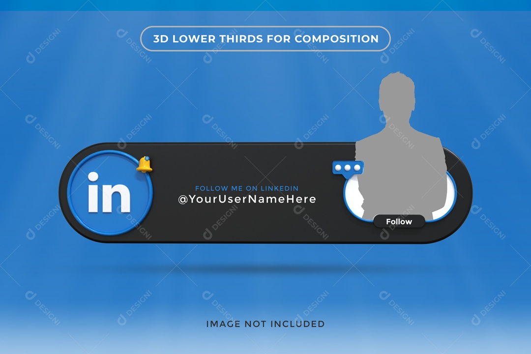 Placa De Perfil Segue Com Foto LinkedIn Elemento 3D PSD