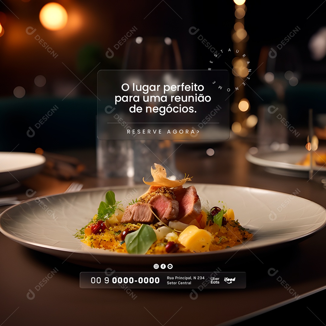 O Lugar Perfeito Para Uma Reunião De Negócios Restaurante Social Media PSD Editável