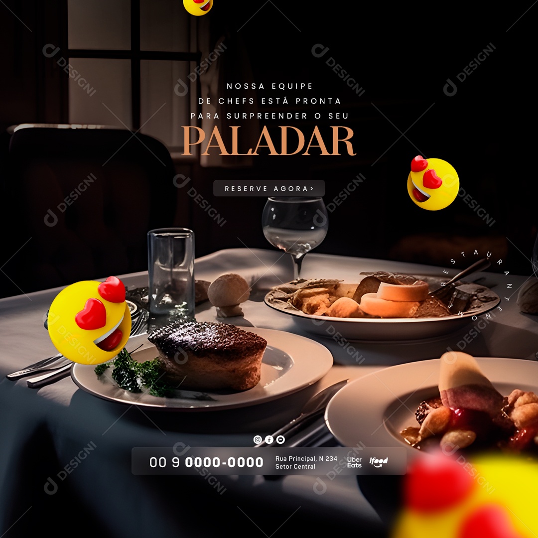 Nossa Equipe De Chefs Está Pronta Para Surpreender O Seu Pedalar Restaurante Social Media PSD Editável