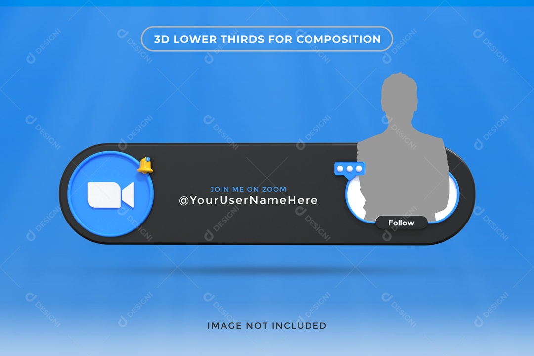 Placa De Perfil Segue Com Foto Zoom Elemento 3D PSD