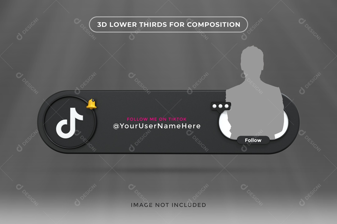 Placa De Perfil Segue Com Foto TikTok Elemento 3D PSD