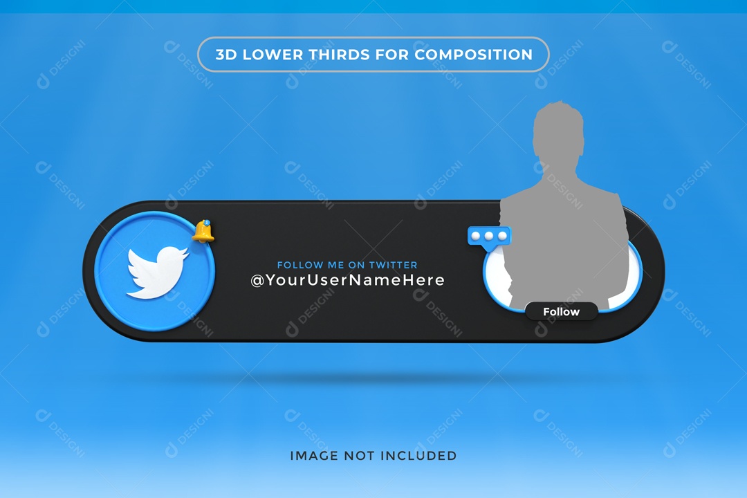 Placa De Perfil Segue Com Foto Twitter Elemento 3D PSD