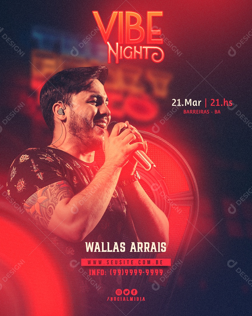 Vibe Nights Wallas Arrais Flyer Social Media PSD Editável